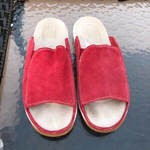 Lands' End Red Suede Slide Sandals